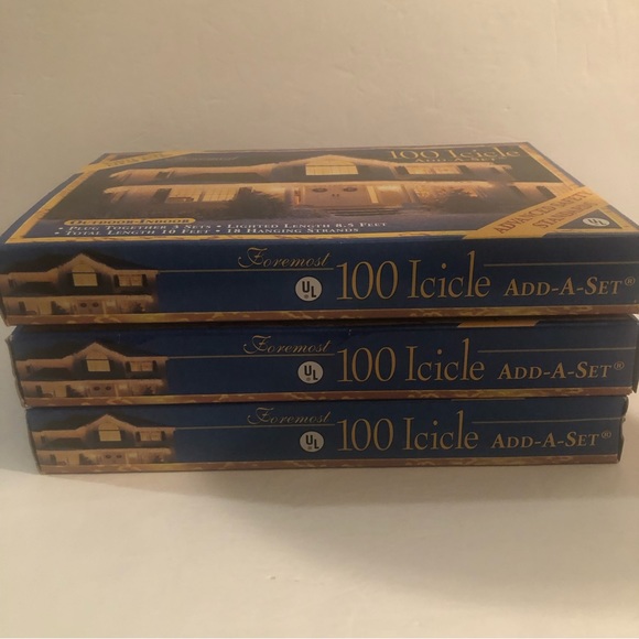 Foremost 100 Icicle Outdoor/Indoor Lights       Lot of 3 Boxes Clear Bulbs NEW - Picture 1 of 4